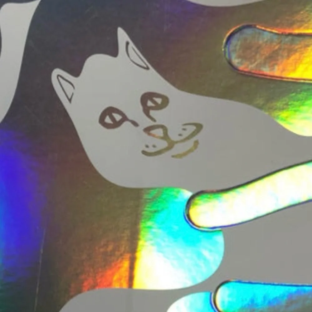 Ripndip LA Iridescent Camouflage Shopping Bag with White Ribbon Handles in EUC